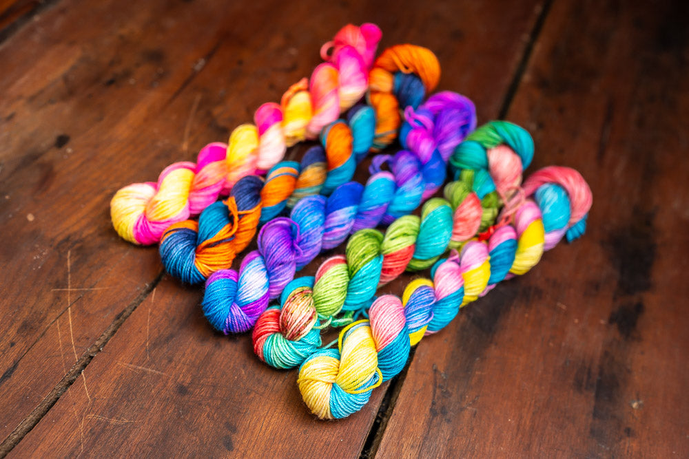 "Colorful Seas" Mini Skein Set-- Fingering Weight Yarn