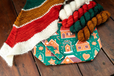 Gingerbread Holiday Shawl Kit- Yarn/Optional Bag, Free Pattern!