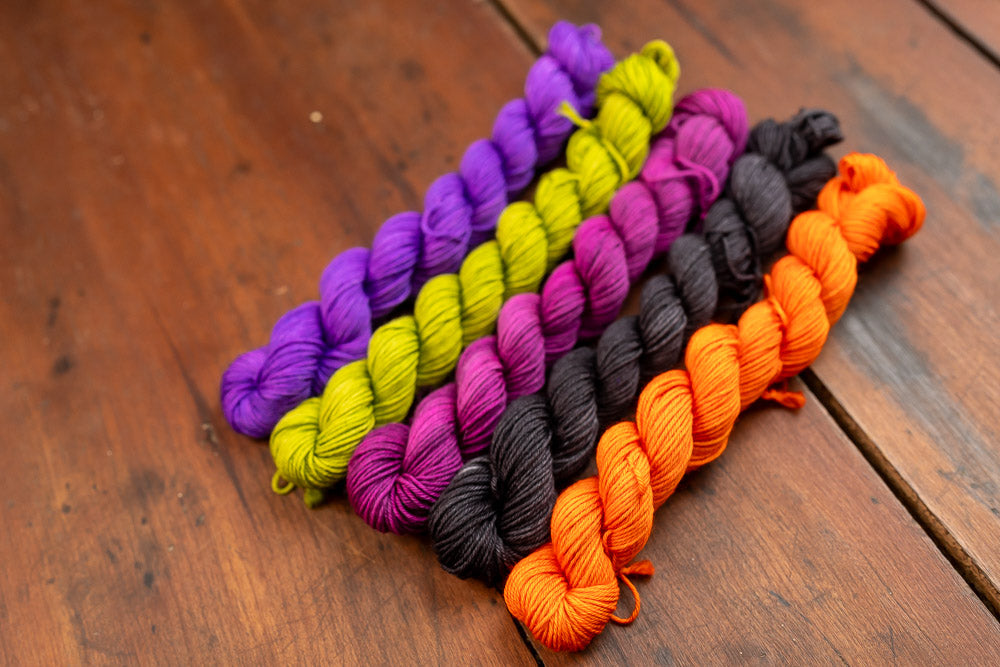 'Halloween Classics' Mini Skein Set-- Fingering Weight Yarn