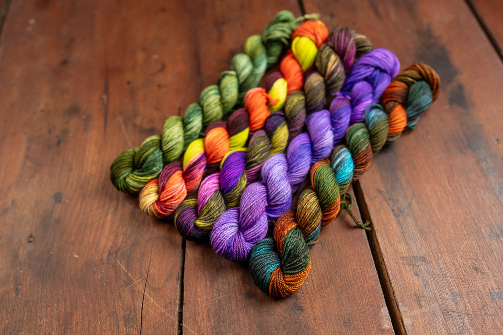 "Not So Scary 2024" Mini Skein Set-- Fingering Weight Yarn