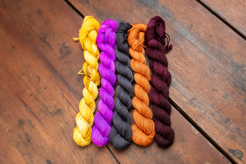"Halloweenie" Mini Skein Set-- Fingering Weight Yarn
