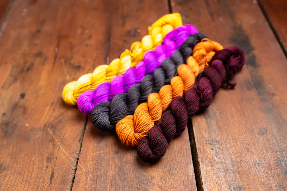 "Halloweenie" Mini Skein Set-- Fingering Weight Yarn