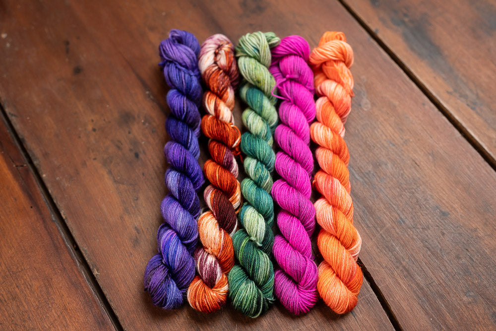 "Pumpkin Patch" Mini Skein Set-- Fingering Weight Yarn