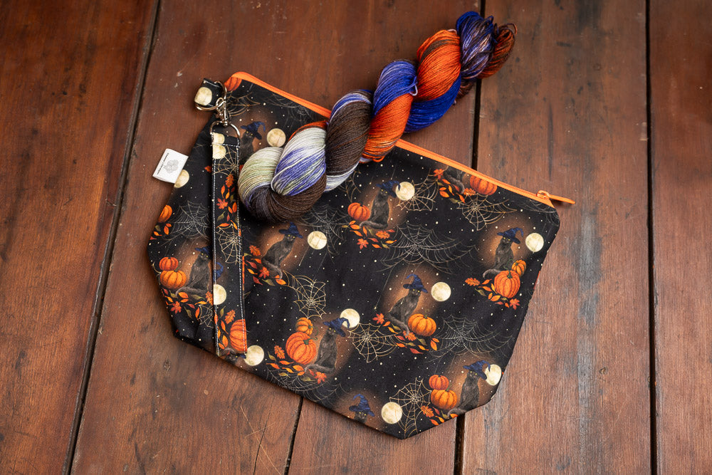 "Witchy Kitties"--Project bag and matching yarn kit