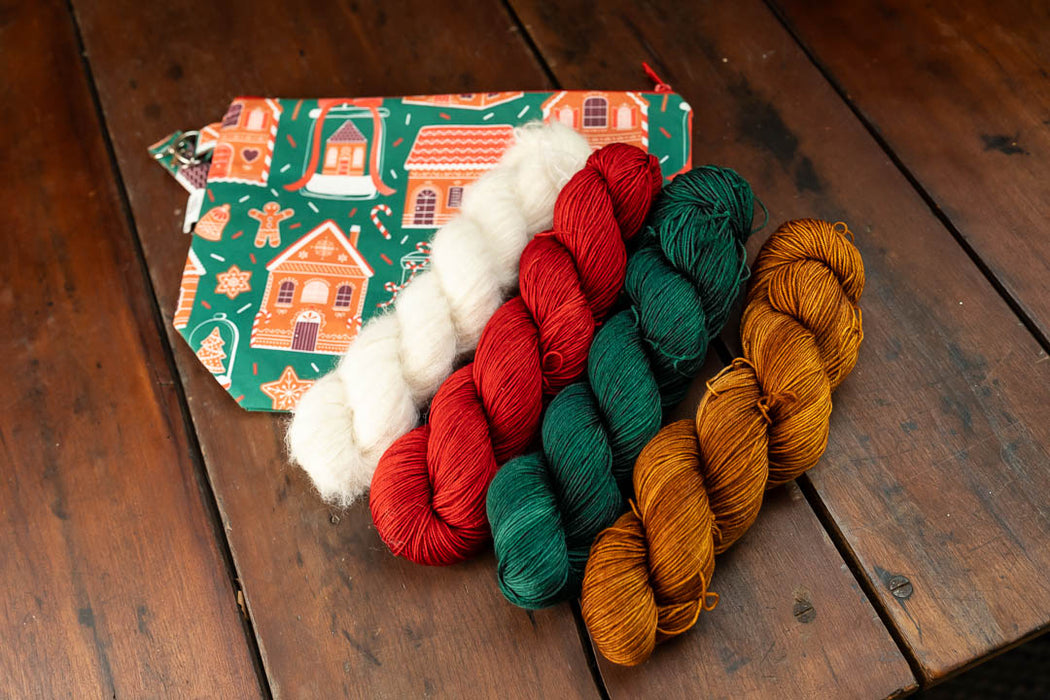 Gingerbread Holiday Shawl Kit- Yarn/Optional Bag, Free Pattern!